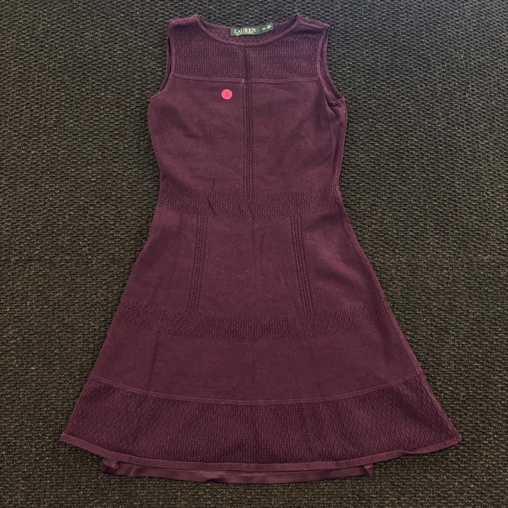 Lauren Ralph Lauren Women's Knit A Line Dress Plum Purple Sleeveless Size PS